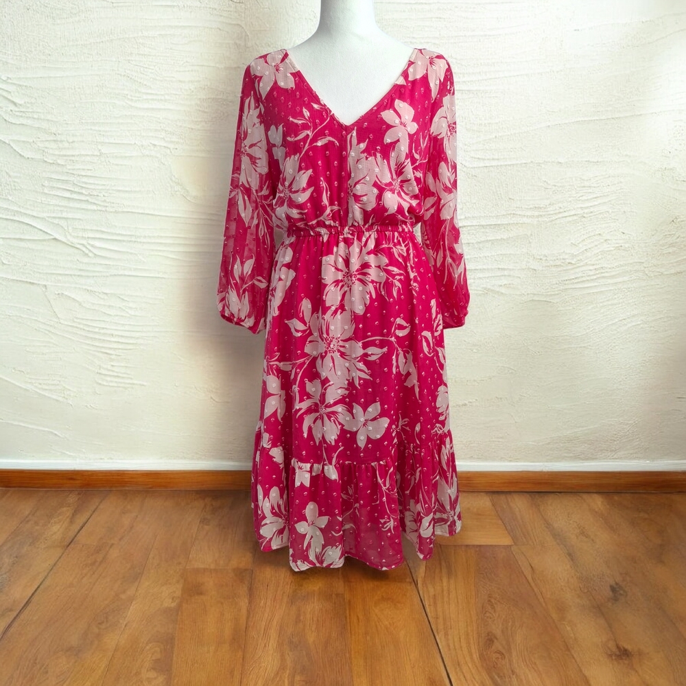 Torrid Floral Pink Chiffon Dress - Size 00 - Lightweight, Spring, Sheer